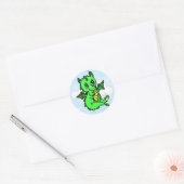 Little Lime Green Dragon Fairy Tale Birthday Runder Aufkleber (Umschlag)