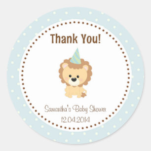 Little Lion Baby Shower Sticker Blau