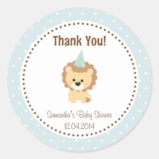 Little Lion Baby Shower Sticker Blau (Vorderseite)