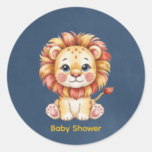Little Lion Boy Baby Shower Runder Aufkleber