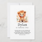 Little Lion Boy Birthday Einladung (Vorderseite)