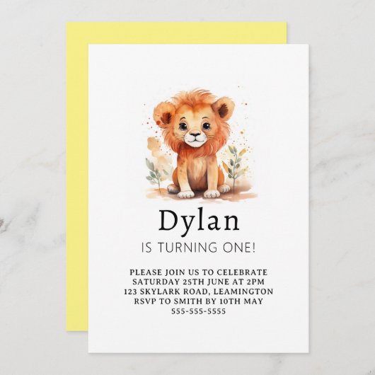 Little Lion Boy Birthday Einladung (Vorne/Hinten)