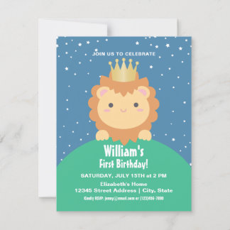 Little Lion Cub mit Crown Baby 1. Geburtstag Foto Einladung