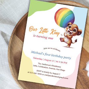 Little Lion Fun Colorful Erster Geburtstag Einladung