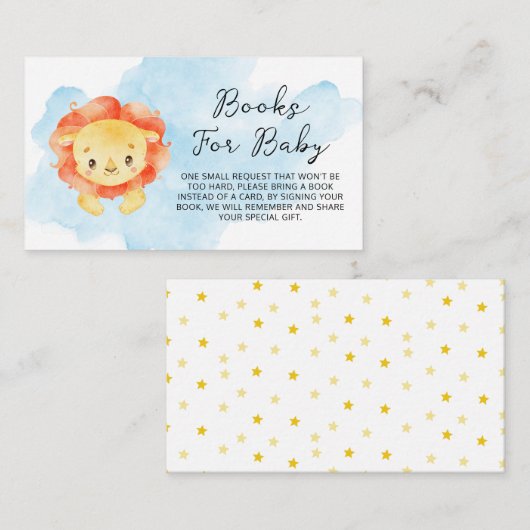 Little Lion It a Boy Watercolor Books Guest Begleitkarte (Vorne/Hinten)