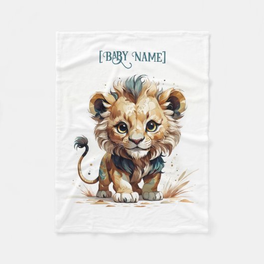 Little Lion Personalisiert Fleecedecke (Vorderseite)