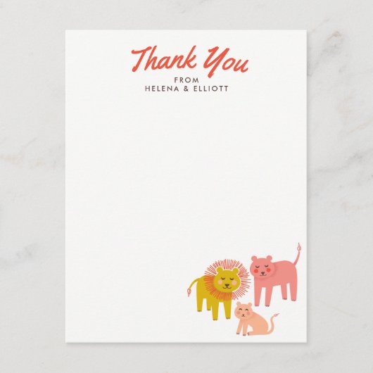 Little Lions Babydusche Flat Danke Notizen Karten (Vorderseite)