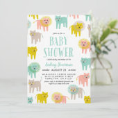 Little Lions Gender Neutral Baby Shower Einladung (Stehend Vorderseite)