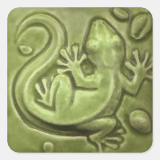Little Lizard Vintag Tile Quadratischer Aufkleber (Vorderseite)