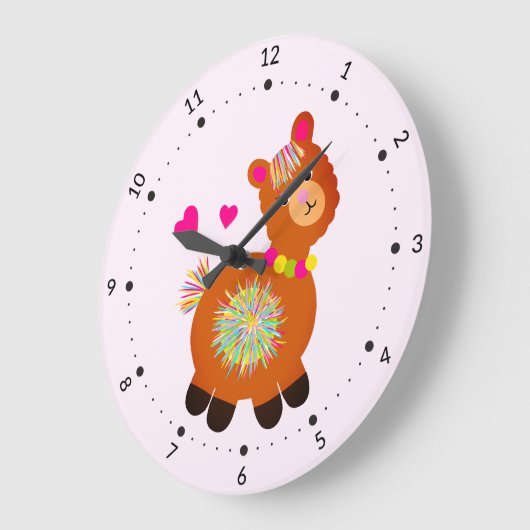 Little Llama Große Wanduhr (Winkel)