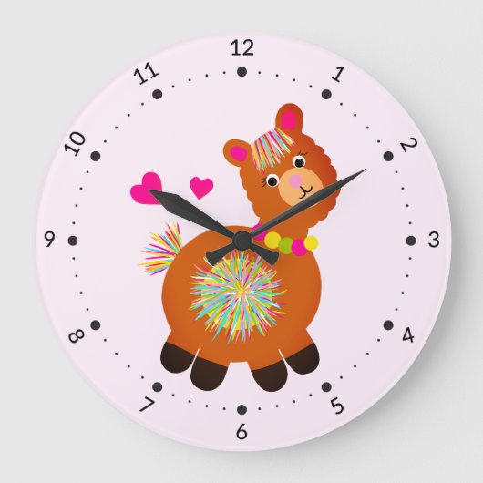 Little Llama Große Wanduhr (Vorderseite)