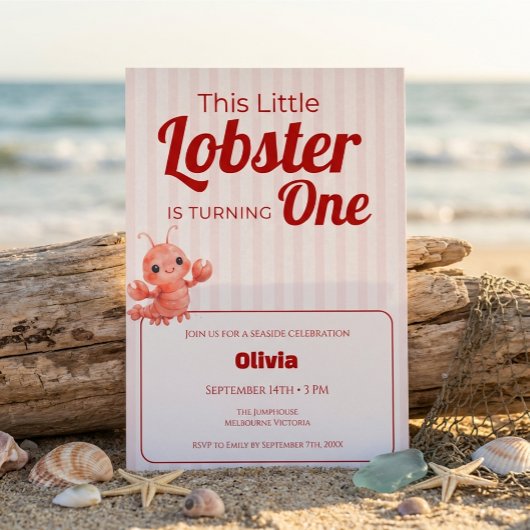 Little Lobster 1st Birthday Invitation Einladung