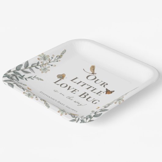 Little Love Bug Baby Shower Gender Neutral Pappteller (Gewinkelt)