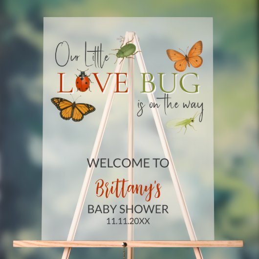 Little Love Bug Baby Shower Welcome Acrylschild (Neutral)