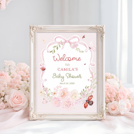 Little Love Bug Bloom Baby Shower Welcome  Poster