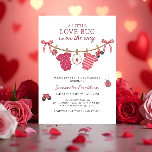 Little Love Bug Clothesline Baby Shower Einladung