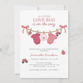 Little Love Bug Clothesline Baby Shower Einladung (Vorderseite)