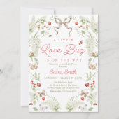 Little Love Bug Floral Bow Baby Shower Invitation Einladung (Vorderseite)