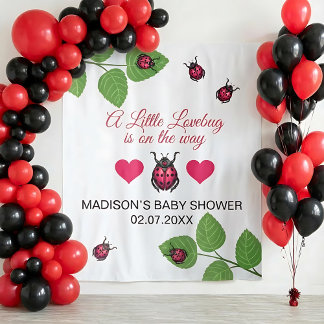 Little Love Bug Is On The Way Ladybug Baby Shower Wandteppich