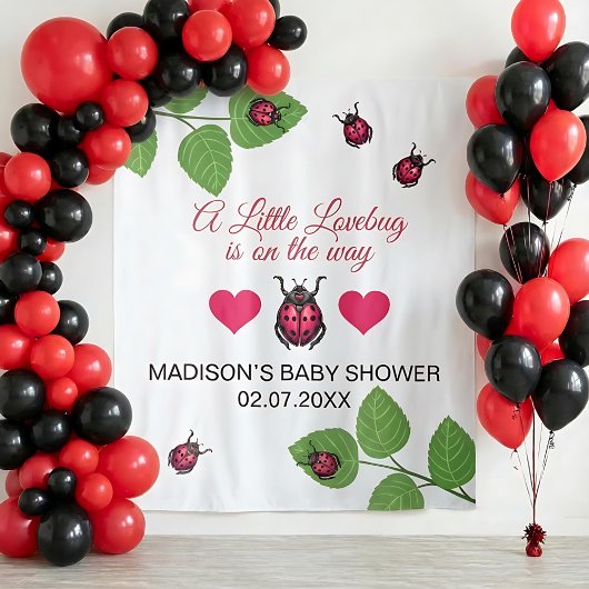 Little Love Bug Is On The Way Ladybug Baby Shower Wandteppich