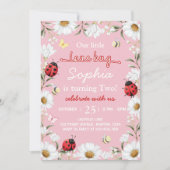 Little Love Bug Ladybug Daisy Floral Birthday Einladung (Vorderseite)