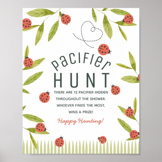 Little Love Bug Ladybug Green Baby Pacifier Hunt Poster (Vorne)