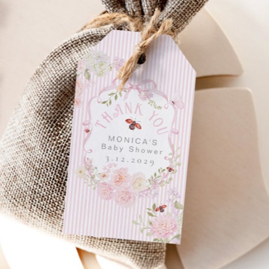 Little Love Bug Pink Bow Baby Shower Thank you Geschenkanhänger