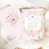 Little Love Bug Pink Bow Stripes Baby Shower Einladung