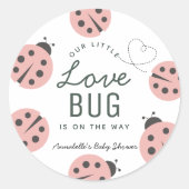 Little Love Bug Pink Ladybug Baby Shower Runder Aufkleber (Vorderseite)