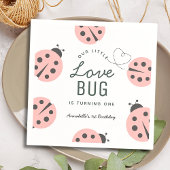Little Love Bug Pink Ladybug Birthday Napkins Serviette