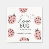 Little Love Bug Pink Ladybug Birthday Napkins Serviette (Vorderseite)