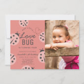 Little Love Bug Pink Ladybug Birthday Photo Einladung (Vorderseite)