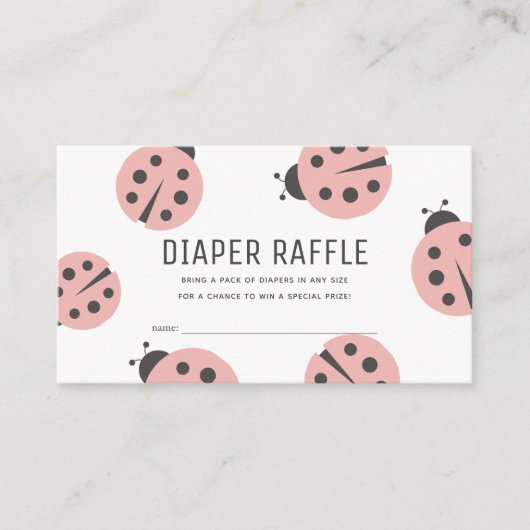 Little Love Bug Pink Ladybug Diaper Raffle Ticket Begleitkarte (Vorderseite)