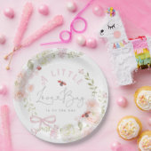Little Love Bug Wildflower Pink Bow Baby Shower Pappteller (Party)