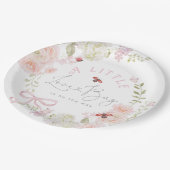 Little Love Bug Wildflower Pink Bow Baby Shower Pappteller (Schrägansicht)
