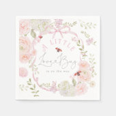 Little Love Bug Wildflower Pink Bow Baby Shower Serviette (Vorderseite)