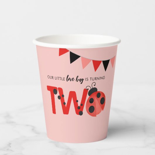Little Love Bug wird zwei Marienkäfer-Papierbecher Pappbecher (Vorderseite)