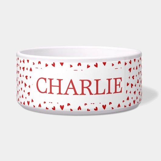 Little Love Hearts Pattern - Personalised Pet Bowl Napf (Vorderseite)