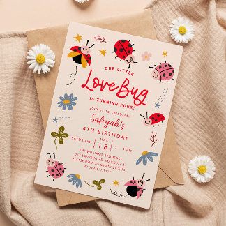 Little Lovebug Geburtstagsparty Einladung
