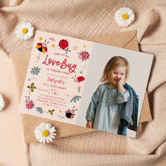 Little Lovebug Geburtstagsparty Foto Einladung