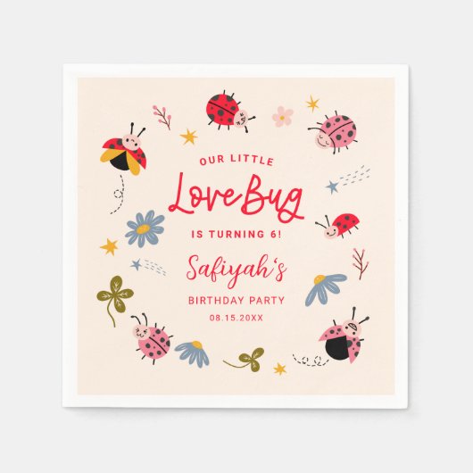 Little Lovebug Insect Geburtstagsparty Serviette (Vorderseite)