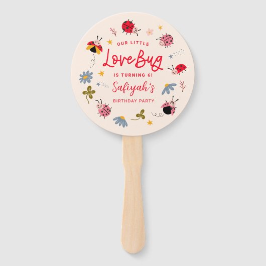 Little LoveBug Ladybug Birthday Party Photo Fächer (Vorderseite)