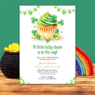 Little Lucky Charm Kleeblatt Cupcake Babydusche Einladung