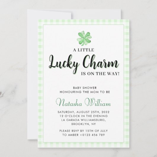 Little Lucky Charm | St Patrick's Day Baby Shower Einladung (Vorderseite)