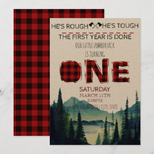 Little Lumberjack Birthday Invite - Buffalo Karier Einladung