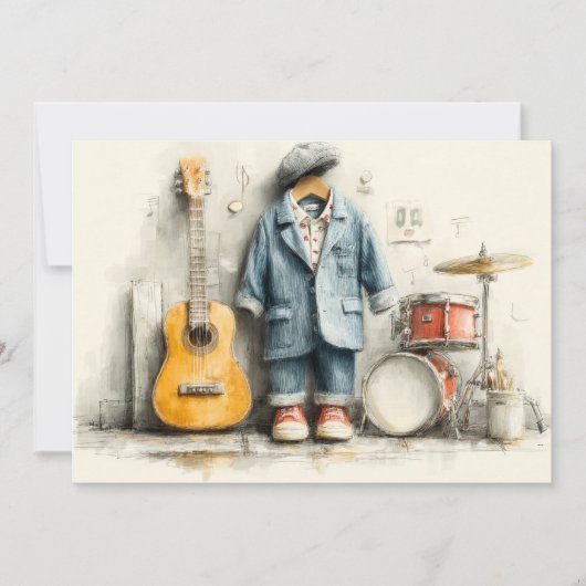 Little Maestro 1. Geburtstag Party Einladung (Vorderseite)