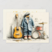 Little Maestro 1. Geburtstag Party Einladung (Vorne/Hinten)