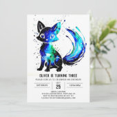 Little Magical Fox Digital Boy Geburtstag Einladung (Stehend Vorderseite)