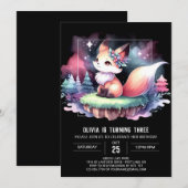 Little Magical Fox Geburtstag digital Einladung (Vorne/Hinten)