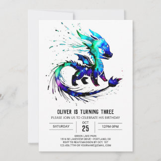 Little Majestic Dragon Digital Boy Geburtstag Einladung